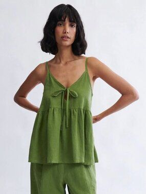 BNWT Eliza Faulkner Linen Camille Green Tank Top, Size XS, Brand New, Canadian
